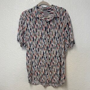 A-FRAME Quincy Patterned Casual Button Down Shirt Size Large Tall